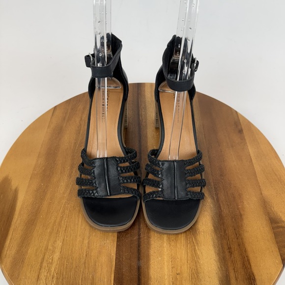 Lucky Brand Shoes - New Womens Lucky Brand Tasmina Black Leather Braided Sandals Block Heel Size 8 M